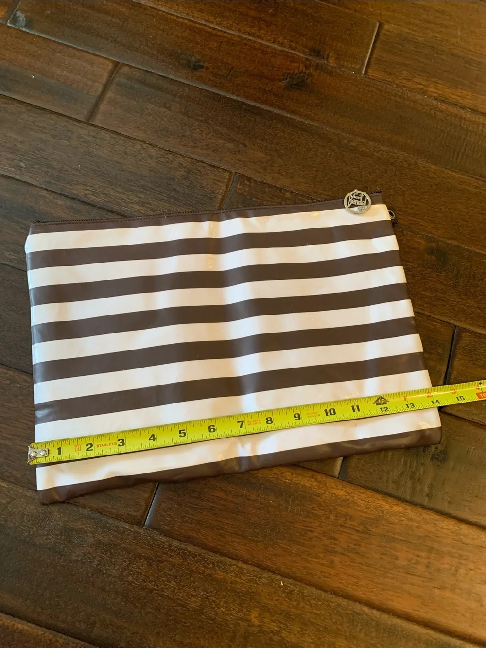 henri bendel Black & White Striped Tablet Sleeve with Hot Pink Laptop Graphic